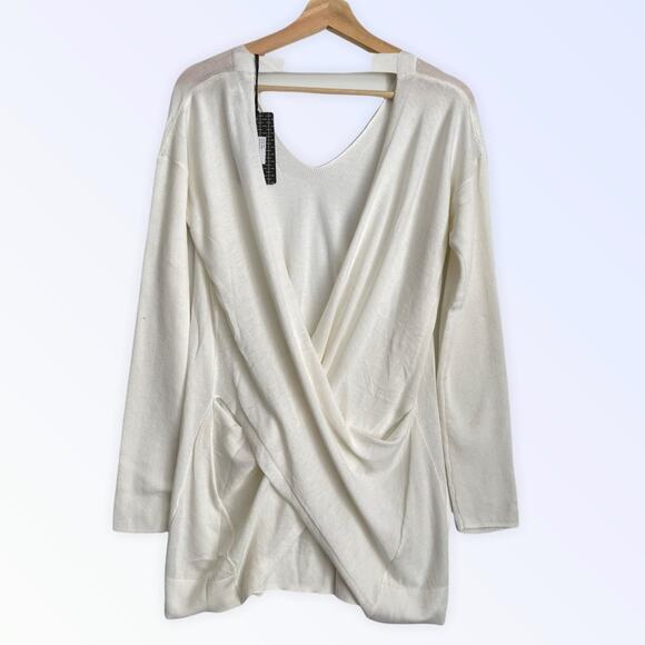 Revolve Vimmia White Shavasana Reversible Twist V-neck Open Back Sweater NWT - Picture 4 of 7